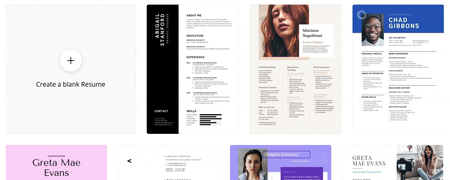 Canva's CV Templates